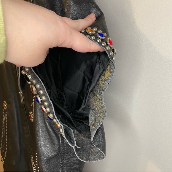 R13 Repurposed Studded Embellished Biker Short Sleeve Leather Jacket RARE - Picture 11 of 15